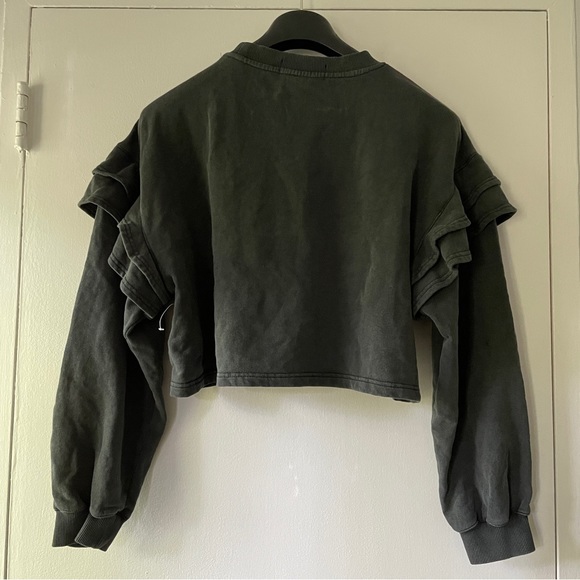 NWT Bagatelle NYC Ruffle Sleeve French Terry Sweatshirt Gray - Size Medium - Picture 4 of 13